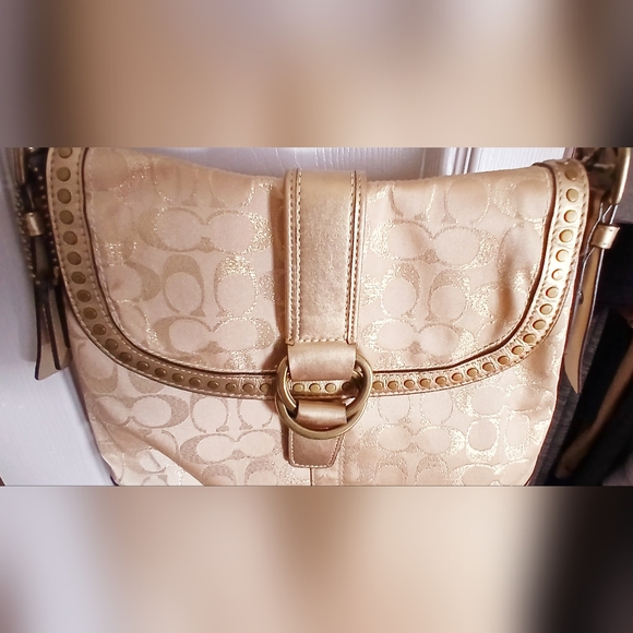 Coach Gold Studded Lurex Crossbody #12852 Excellent Condition - Picture 10 of 13